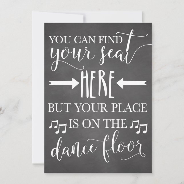 Find Your Seat Here Wedding Poster Sign Card 5x7 (Front)