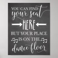 Find Your Seat Here Wedding Poster Sign Card 8x10