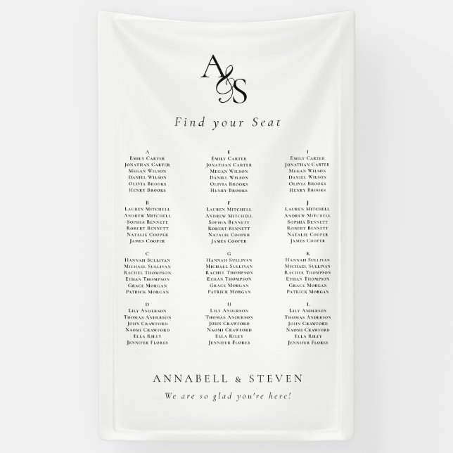 Find Your Seat! Monogram Wedding Banner (Vertical)