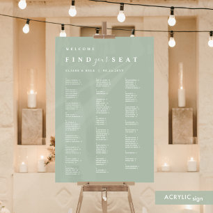 Find Your Seat Pale Green Alphabetical Seating Acrylic Sign
