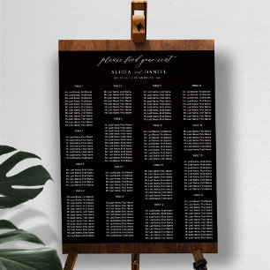 Find your seat simple black wedding seating chart