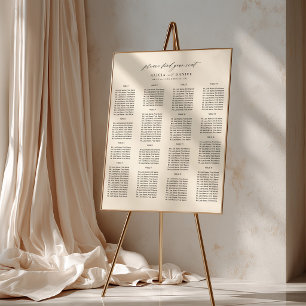 Find your seat simple ivory wedding seating chart