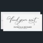 Find your Seat Wedding Seating Chart Title Card<br><div class="desc">Transform your wedding day into a celebration of sophistication and elegance with our stunning black and white modern wedding suite! You can personalise it with just a few clicks to express your unique love story. This inspiring collection includes everything you need to create a beautifully cohesive atmosphere, featuring matching menu...</div>