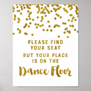 Find Your Seat Wedding Sign Gold Confetti