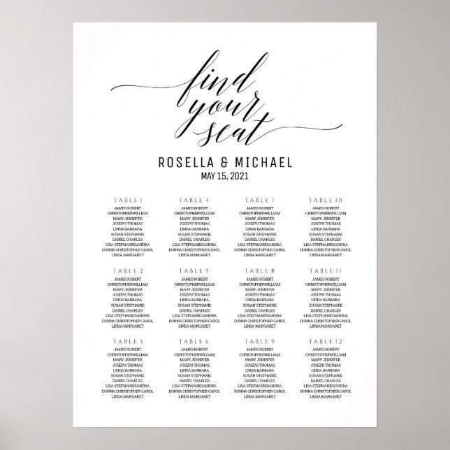 Find Your Seat - Wedding Table Seating Chart N.2 (Front)