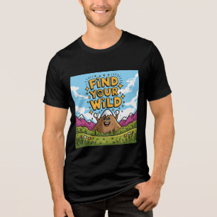 Find Your Wild Cute Mountain Cartoon Design Tri-Blend Shirt