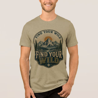 Find Your Wild Vintage Mountain Outdoor Design DE Tri-Blend Shirt