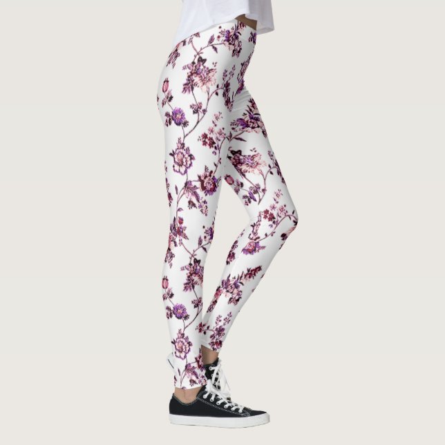 Find Your Zen in Style! Purple & Pink Floral Yoga Leggings (Right)