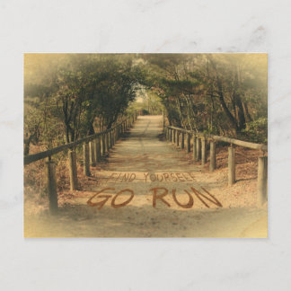 Find Yourself Go Run Park Jogger Motivational Postcard