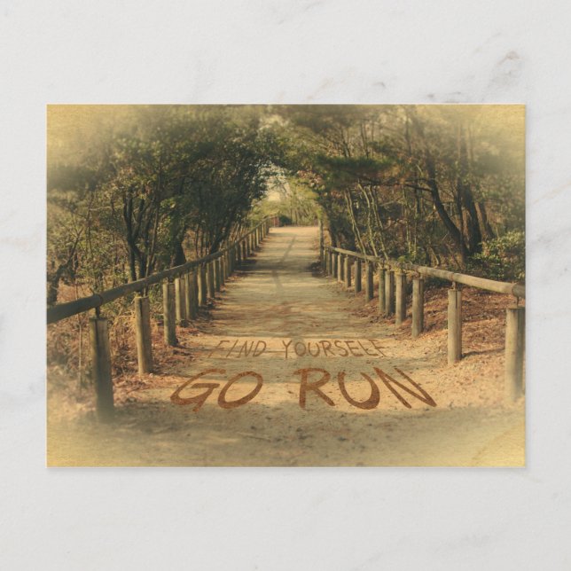 Find Yourself Go Run Park Jogger Motivational Postcard (Front)