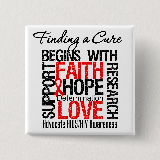 Finding a Cure For AIDS HIV 15 Cm Square Badge (Front)