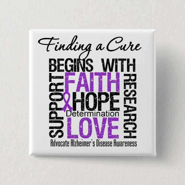 Finding a Cure For Alzheimers Disease 15 Cm Square Badge (Front)