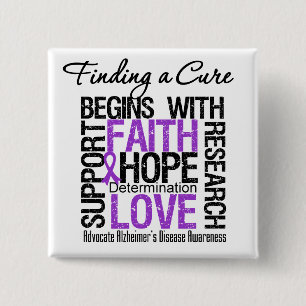 Finding a Cure For Alzheimers Disease 15 Cm Square Badge