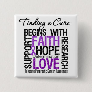 Finding a Cure For Pancreatic Cancer 15 Cm Square Badge