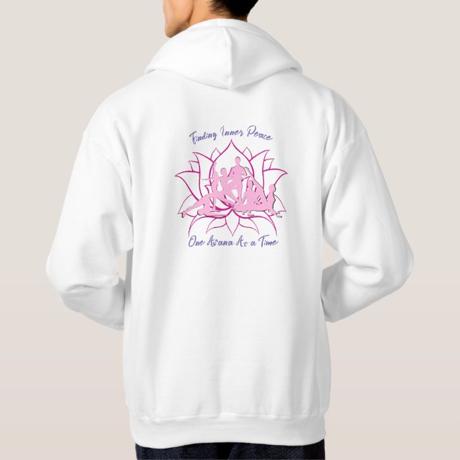 Finding Inner Peace One Asana At a Time Pink Lotus Hoodie (Back)