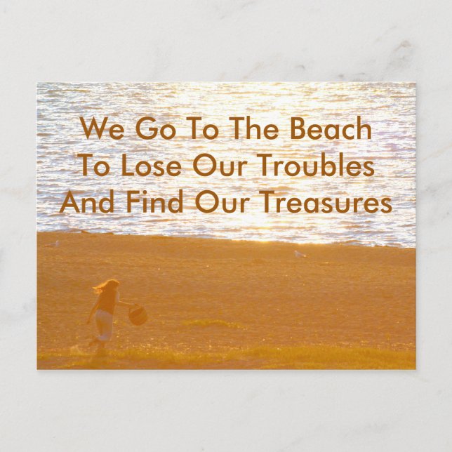 Finding Treasures  Beach Quote & Photography Postcard (Front)