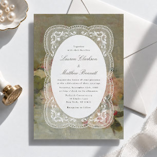 Fine Art Antique Roses and Lace Wedding Invitation
