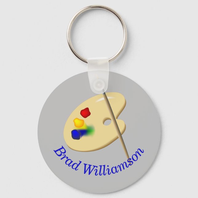 Fine Art Artist Palette Personalised Key Ring (Front)