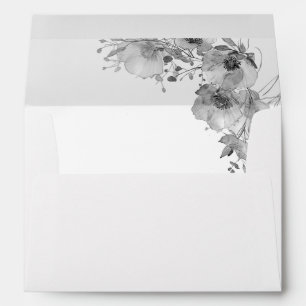 Fine Art Black And White Flowers Wedding Envelope