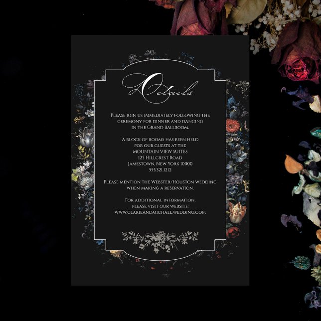 Fine Art Black Floral Calligraphy Enclosure Card (Creator Uploaded)