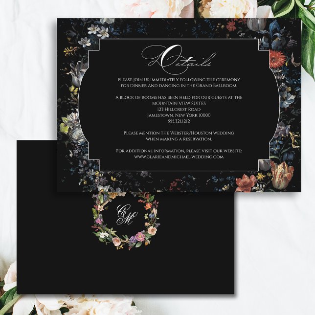 Fine Art Black Floral Calligraphy Enclosure Card (Creator Uploaded)