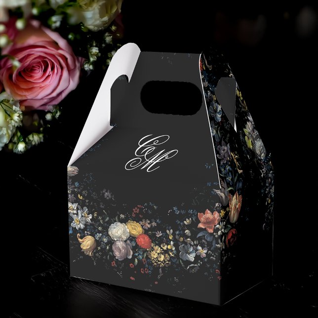 Fine Art Black Floral Calligraphy Favour Box (Creator Uploaded)