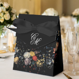 Fine Art Black Floral Calligraphy Favour Box