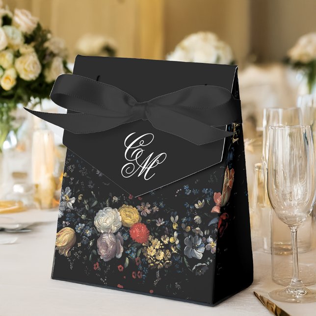 Fine Art Black Floral Calligraphy Favour Box (Creator Uploaded)