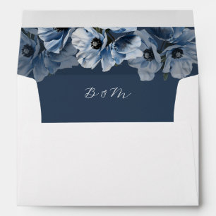 Fine Art Blue Flowers Wedding Envelope