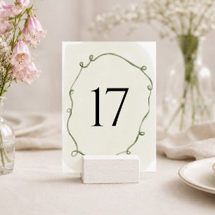 Fine Art Botanical Green Vine Wedding Table Number
