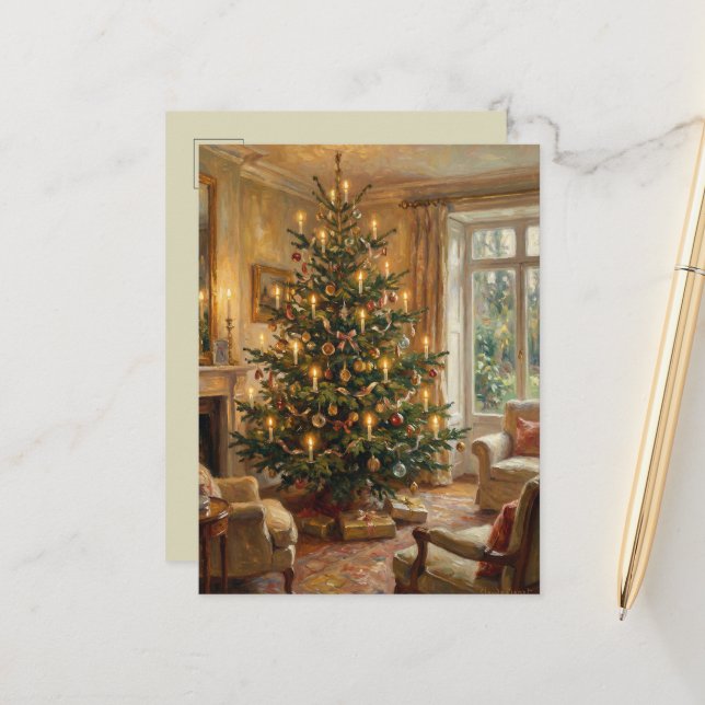 Fine Art Christmas Tree | Impressionist Postcard (Front/Back In Situ)