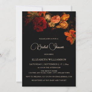 Fine Art Dark Floral Bridal Shower Invitation