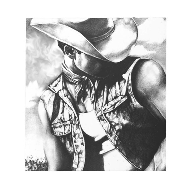 Fine art drawing handsome Cowboy Country Man Notepad (Front)