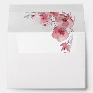 Fine Art Dusty Pink Watercolor Flowers Wedding Envelope