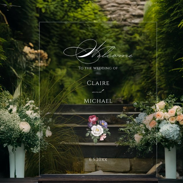 Fine Art Floral Calligraphy Welcome Acrylic Sign (Creator Uploaded)