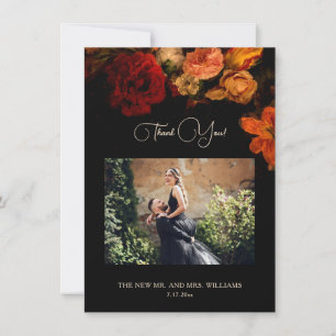 Fine Art Floral Dark Romantic Wedding Thank You Card