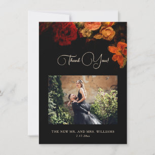 Fine Art Floral Dark Romantic Wedding  Thank You Card