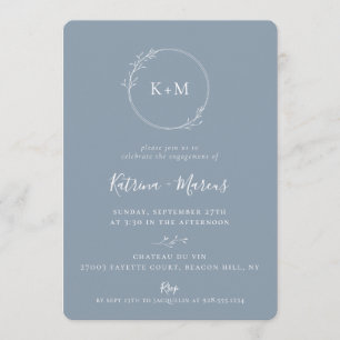 Fine Art Foliage Dusty Blue Engagement Party Invitation