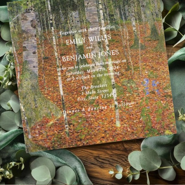 Fine Art Gustav Klimt Forest Nature Wedding Invitation (Creator Uploaded)