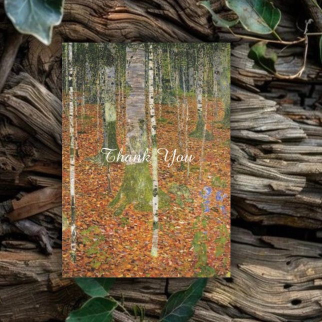 Fine Art Gustav Klimt Forest Nature Wedding Thank You Card (Creator Uploaded)
