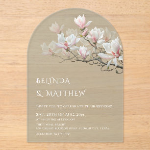 Fine Art Magnolia Sage Green Transparent Wedding A Acrylic Invitations