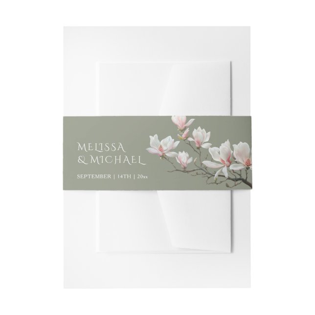 Fine Art Magnolia Wedding  Invitation Belly Band (Front Example)