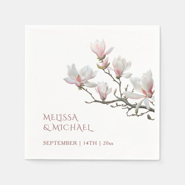 Fine Art Magnolia Wedding  Napkin (Front)