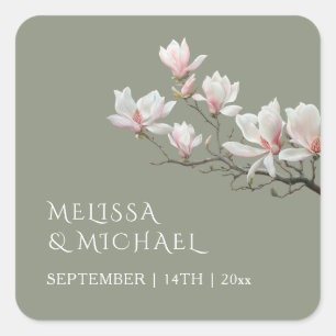 Fine Art Magnolia Wedding  Square Sticker