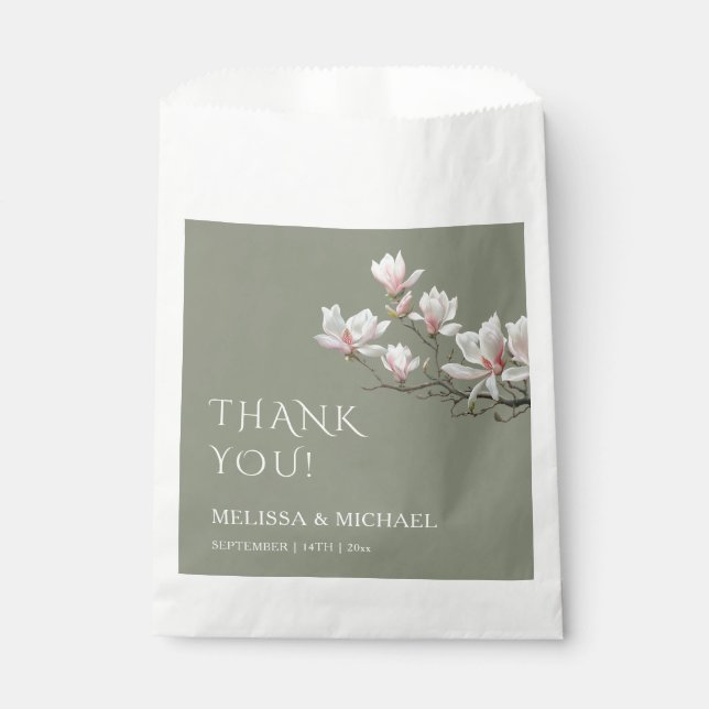 Fine Art Magnolia Wedding Thank You Favour Bags (Front)