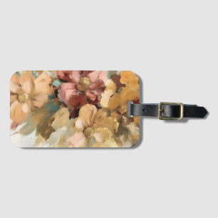 Fine art modern floral neutral colours luggage tag