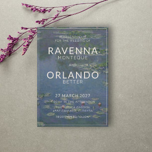Fine Art Monet Water Lilies Vintage Garden Wedding Invitation