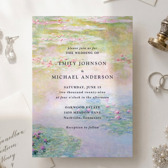 Fine Art Monet Water Lilies Wedding Invitation (Creator Uploaded)