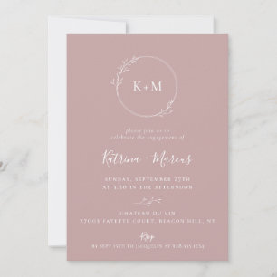Fine Art Monogram Dusty Rose Engagement Party Invi Invitation