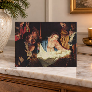 Fine Art Nativity Scene Family Photo Christmas Holiday Card